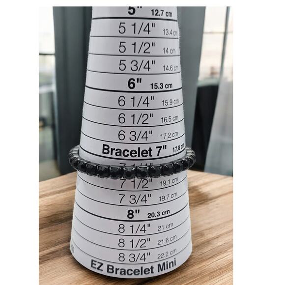 Black Rhinestone Tennis Style Stretch Bracelet - Picture 7 of 7